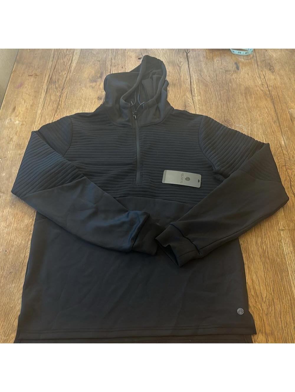 NEW APANA Ottoman Knit Quarter Zip Hooded Top